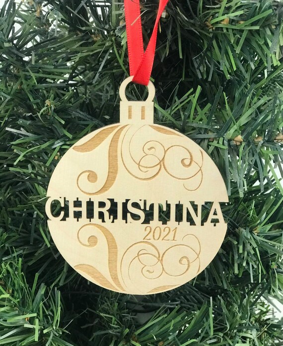 Personalized Wooden Engraved Ornament Custom Wood Engraved Etsy