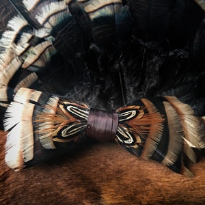 The Double - Turkey & Pheasant Feather Bow Tie