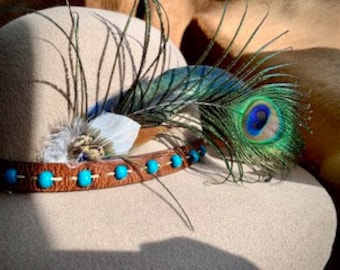 Cinta Para Sombrero Pluma - Pavo Real Deluxe