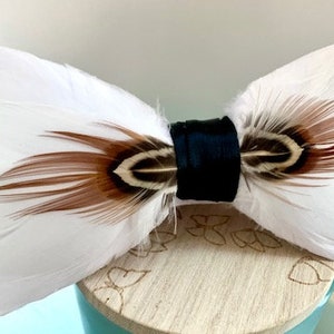 The Traditional - Snow Goose & Pheasant Feather Bow Tie
