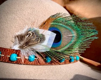 Sombrero Banda Pluma - Pavo Real