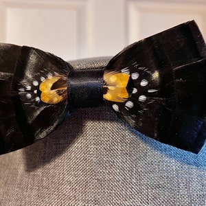 Midnight - Turkey Feather Bow Tie