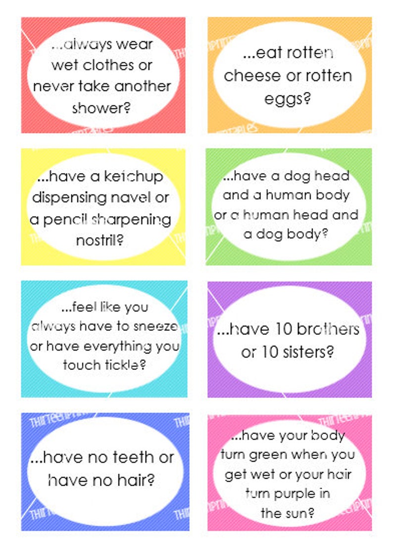 Would You Rather This or That Game for Children and Adults, Party Game