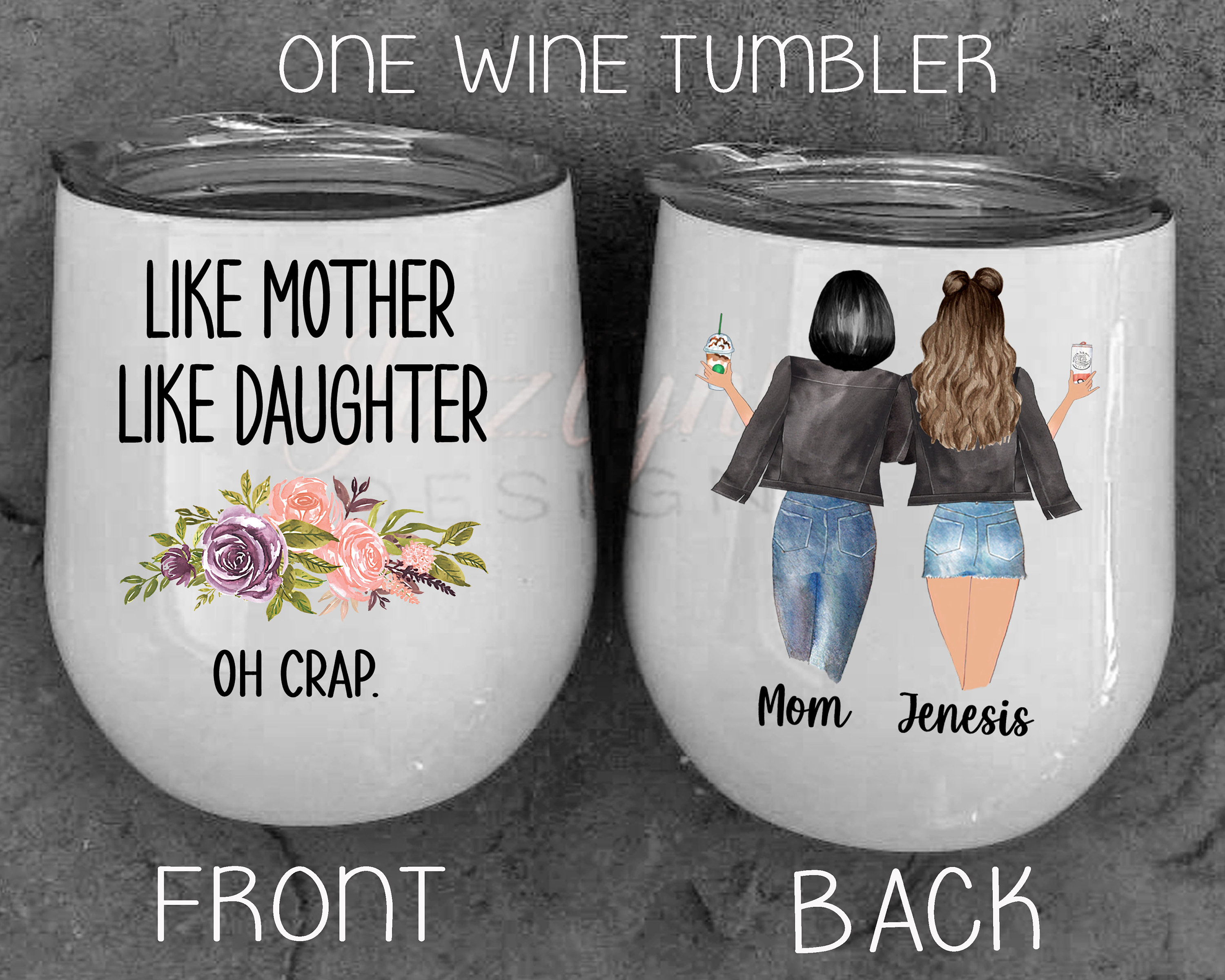 Like Mother Like Daughter Oh Crap Wine Tumbler/ Mothers Day/ Gifts for Mom/birthday  Present/mother and Daughter Love/your My Bestfriend 