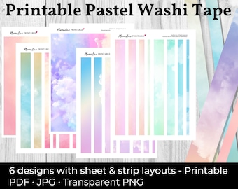 Printable Pastel Washi Tape Pastel Tape Pastel Washi Printable Washi Paper  Pastel Printable Washi Sticker Paper Pastel Printable Washi Sheet 