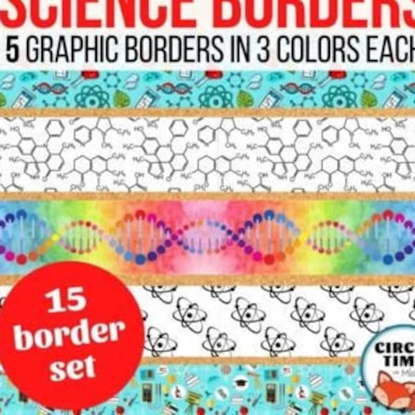Science Classroom Decor, Afdrukbare Bulletin Board Borders, Science Borders, Classroom Display Science Decorations, Chemie DNA Atoom