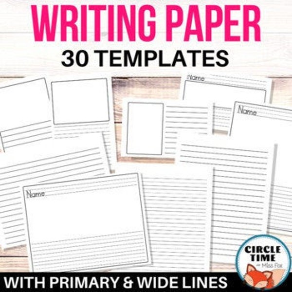 Printable Elementary Writing Paper, Wide Ruled and Primary Lined Paper with Picture Boxes, Printable Booklet Template, Mini Book Template,