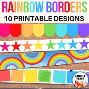 Printable Bulletin Board Borders, Rainbow Classroom Decor, Classroom Display Borders, Bulletin Board Ideas, Rainbow Bulletin Boards