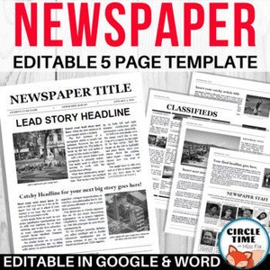Plantilla de periódico editable / Plantilla de boletín escolar / Periódico estudiantil / Google Docs & Microsoft WordWord