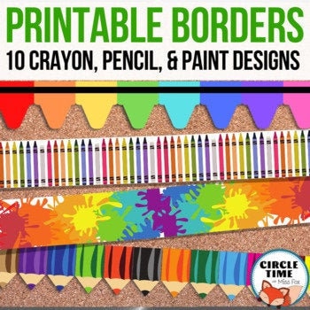 Printable Art Bulletin Board Borders, Art Classroom Decor, Art Classroom Display, Preschool Bulletin Board Borders Primary Classroom Display