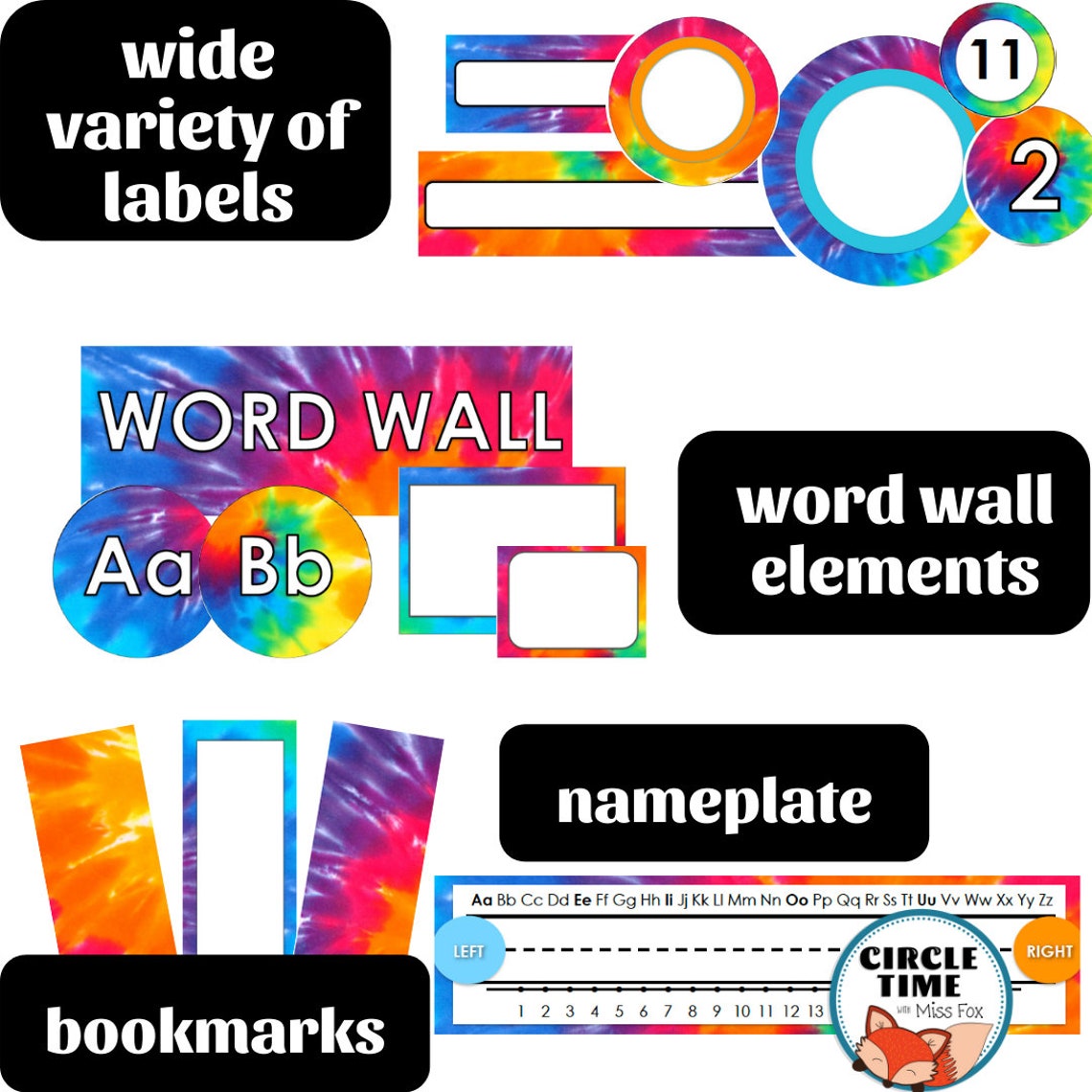 Printable Tie Dye Classroom Decor Set Tie Dye Classroom Etsy