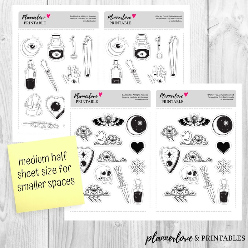 Printable Goth Stickers Bullet Journal Stickers Printable - Etsy