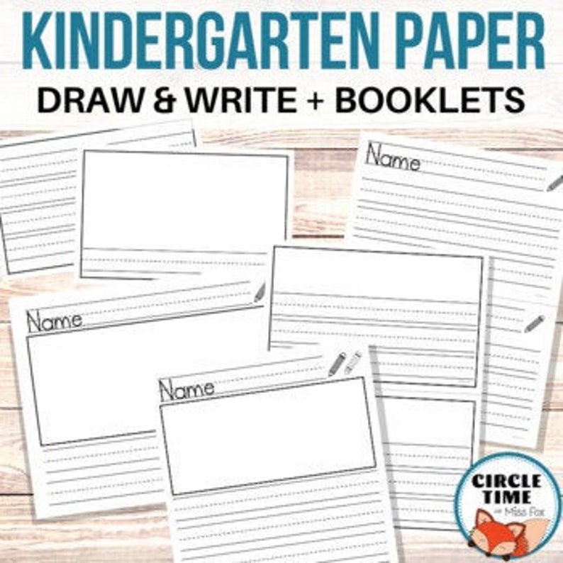 Printable Kindergarten Paper, Primary Write & Draw Templates, Printable Booklet Template, Large