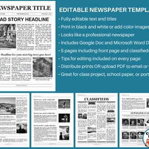 EDITABLE Newspaper Template / School Newsletter Template / Student Newspaper / Google Docs & Microsoft WordWord image 5