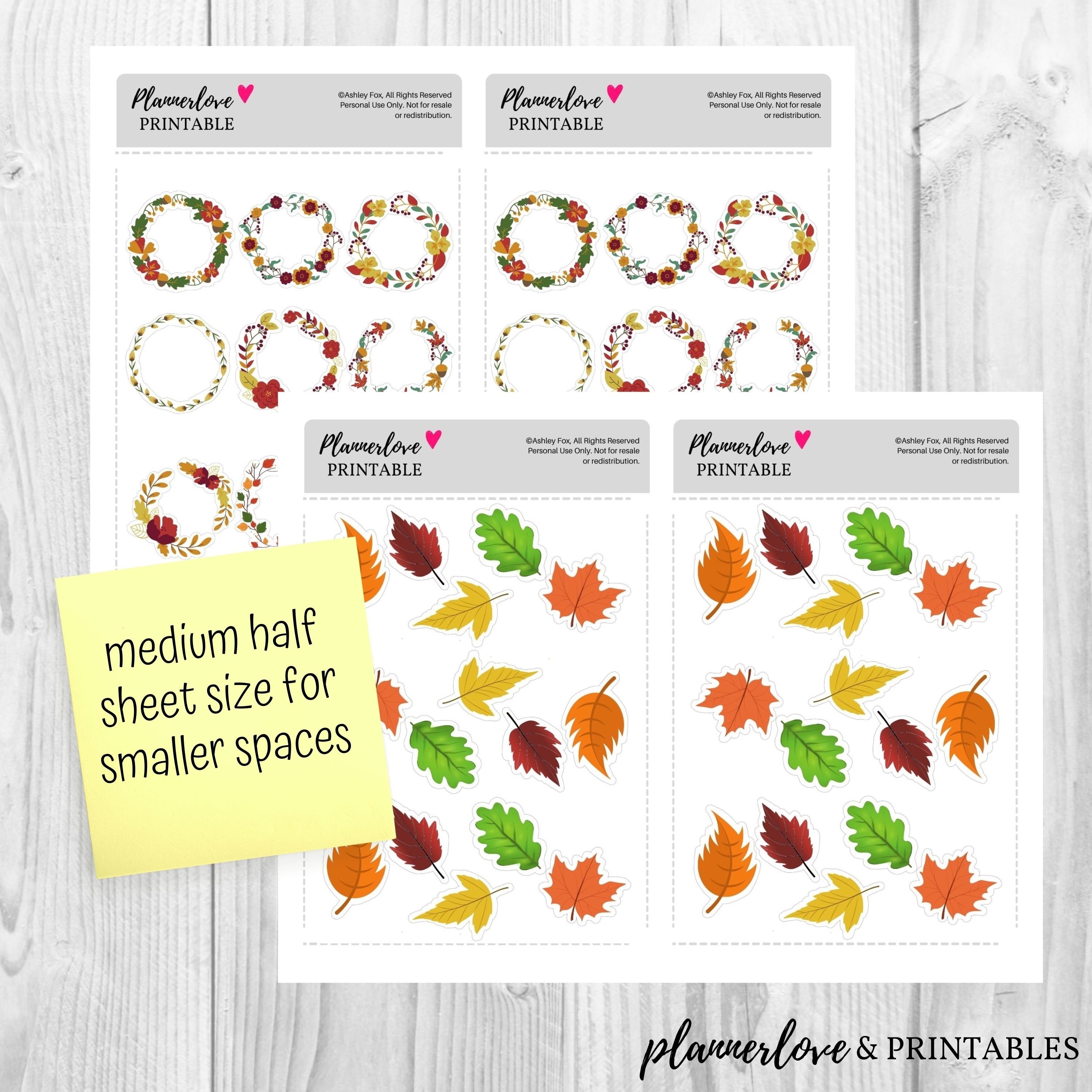 Printable Stickers: Wreaths PNG, JPG, PDF Printable Fall Stickers, Fall ...