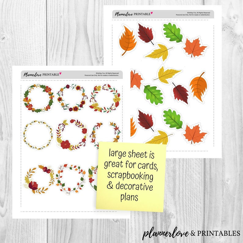 Printable Stickers: Wreaths PNG, JPG, PDF Printable Fall Stickers, Fall ...