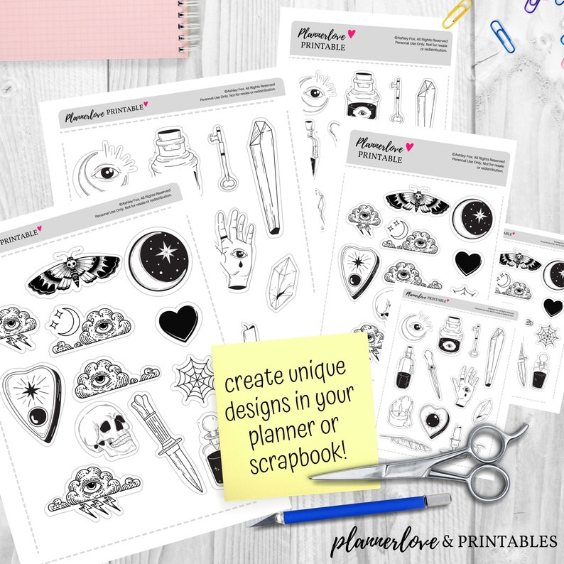 Printable Goth Stickers Bullet Journal Stickers Printable - Etsy