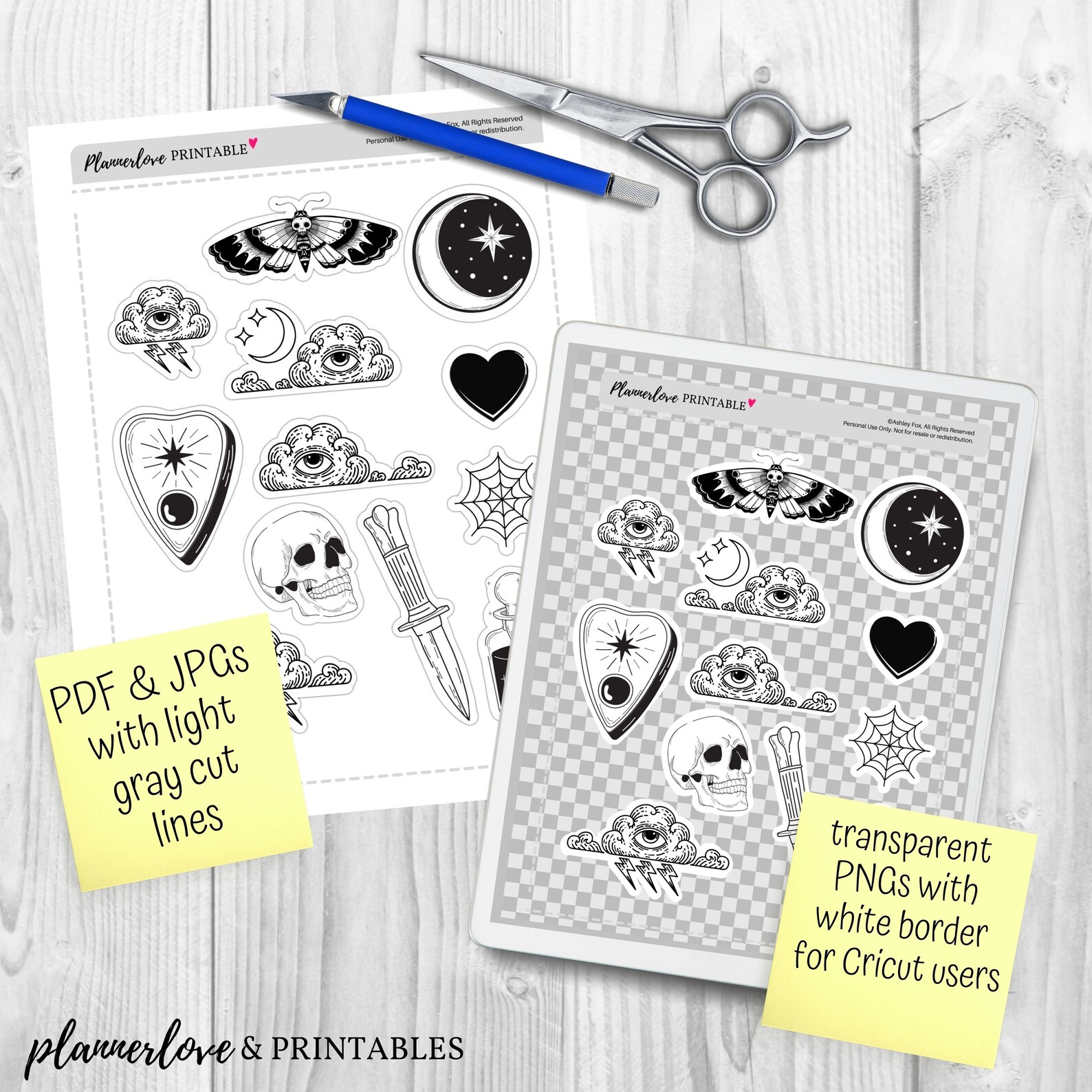 Printable Goth Stickers Bullet Journal Stickers Printable - Etsy