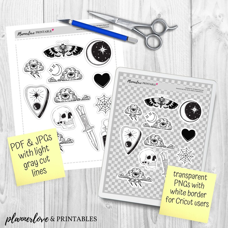 Printable Goth Stickers Bullet Journal Stickers Printable - Etsy