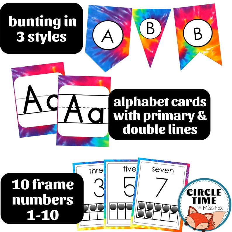 Printable Tie Dye Classroom Decor Set Tie Dye Classroom Etsy