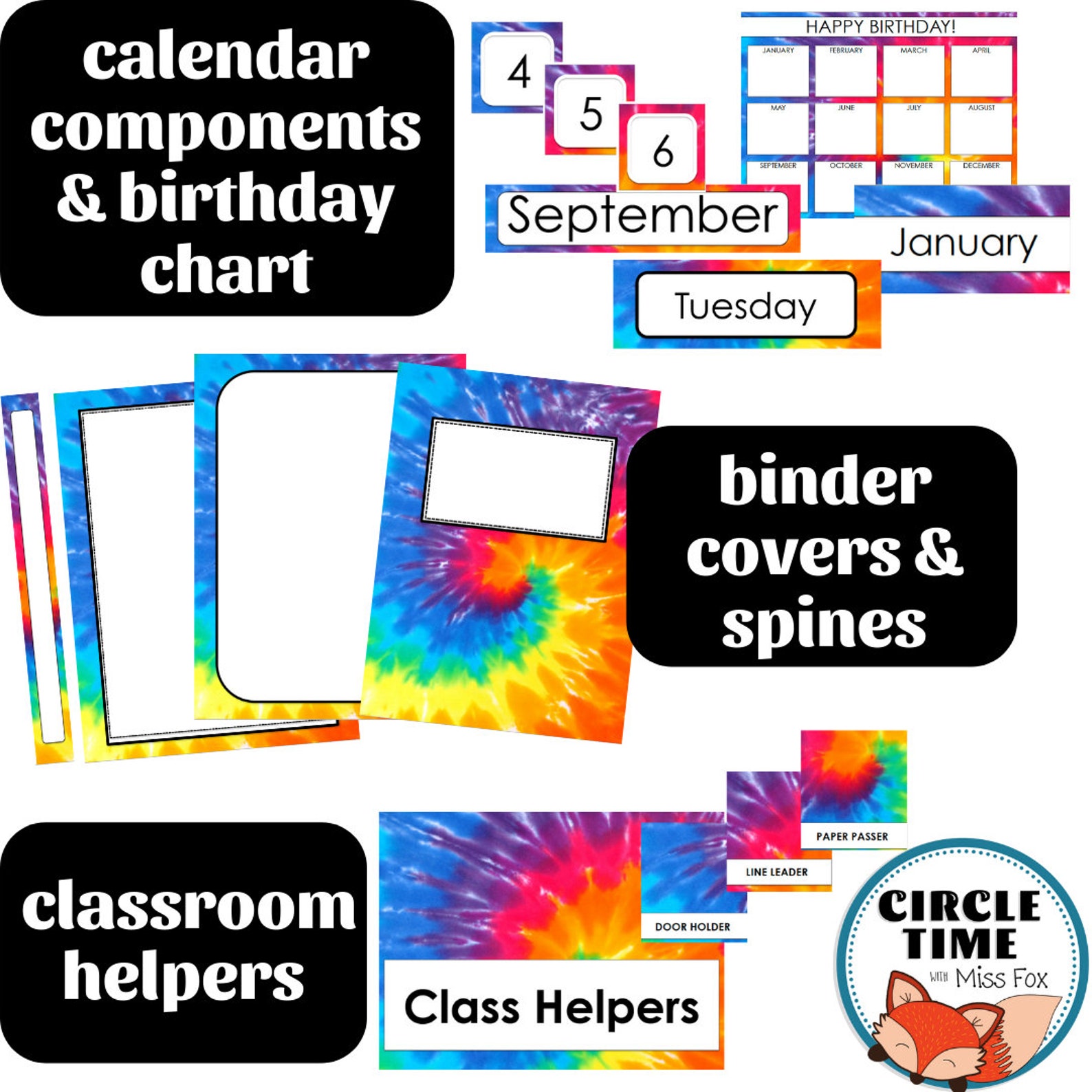 Printable Tie Dye Classroom Decor Set Tie Dye Classroom Etsy UK