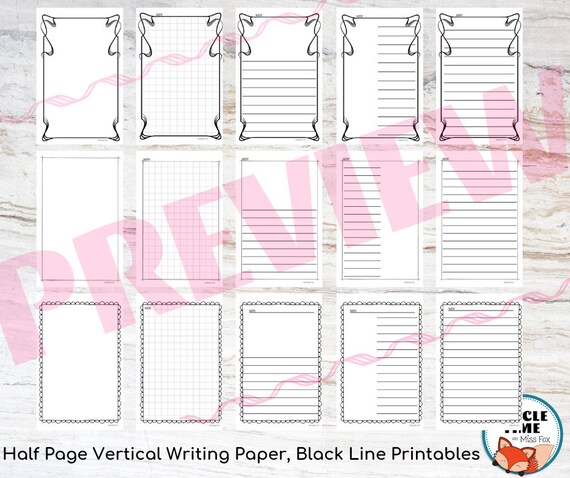 Half-Page Blank Writing Book Template for Elementary Students by
