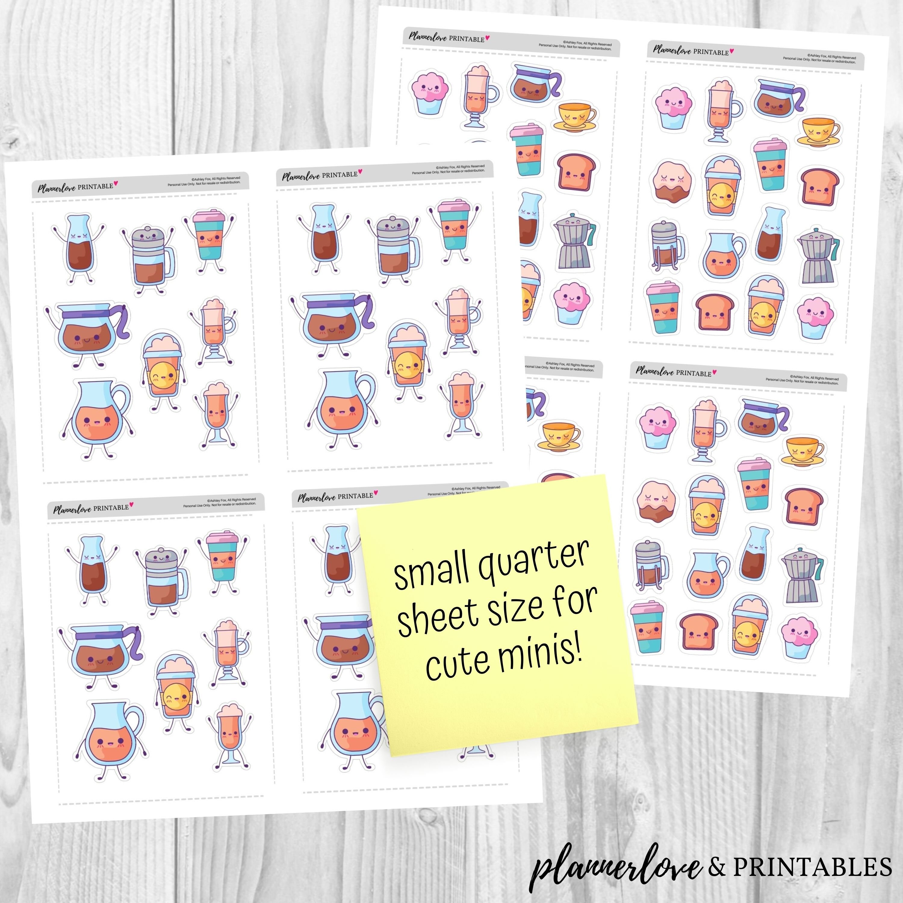 printable kawaii stickers cute food stickers printable cute etsy