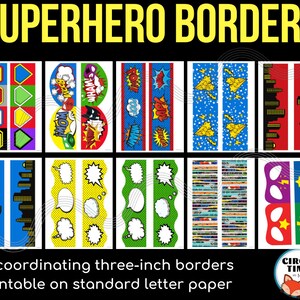 Printable Superhero Bulletin Board Borders, Superhero Classroom Decor ...