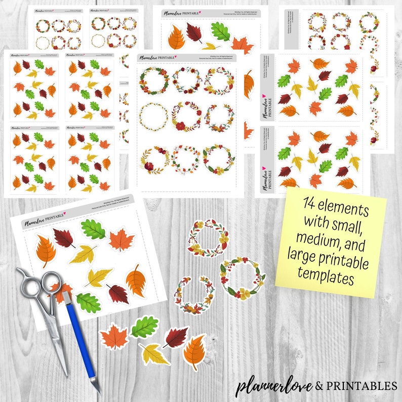 Printable Stickers: Wreaths PNG, JPG, PDF Printable Fall Stickers, Fall ...