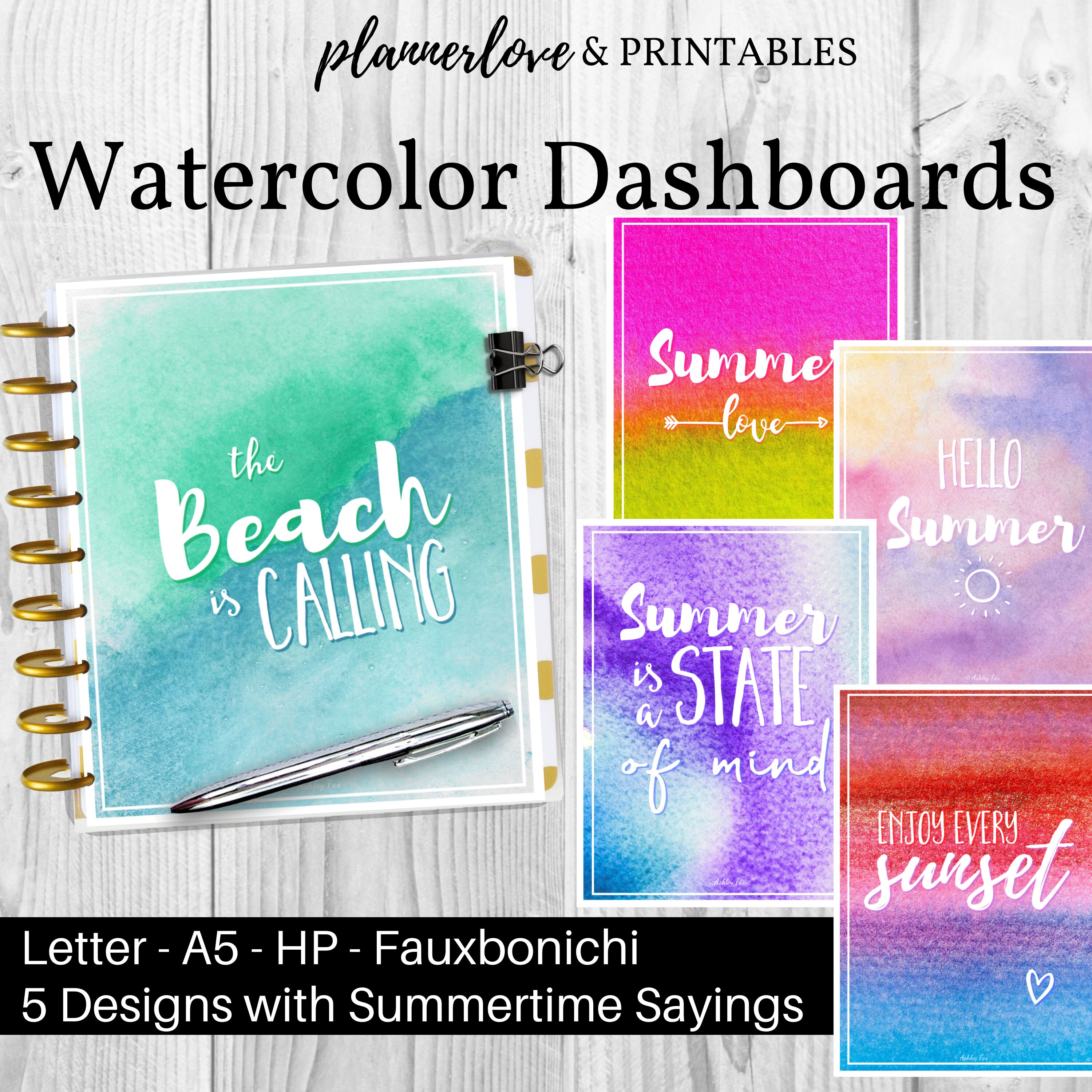 Paper Calendars &amp; Planners Watercolor Prints Planner Printables Summer ...