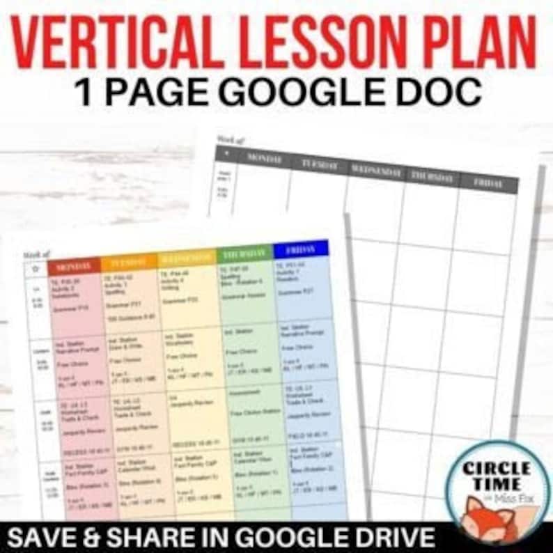 Google Docs Lesson Plan Template EDITABLE Weekly Teacher Etsy.de