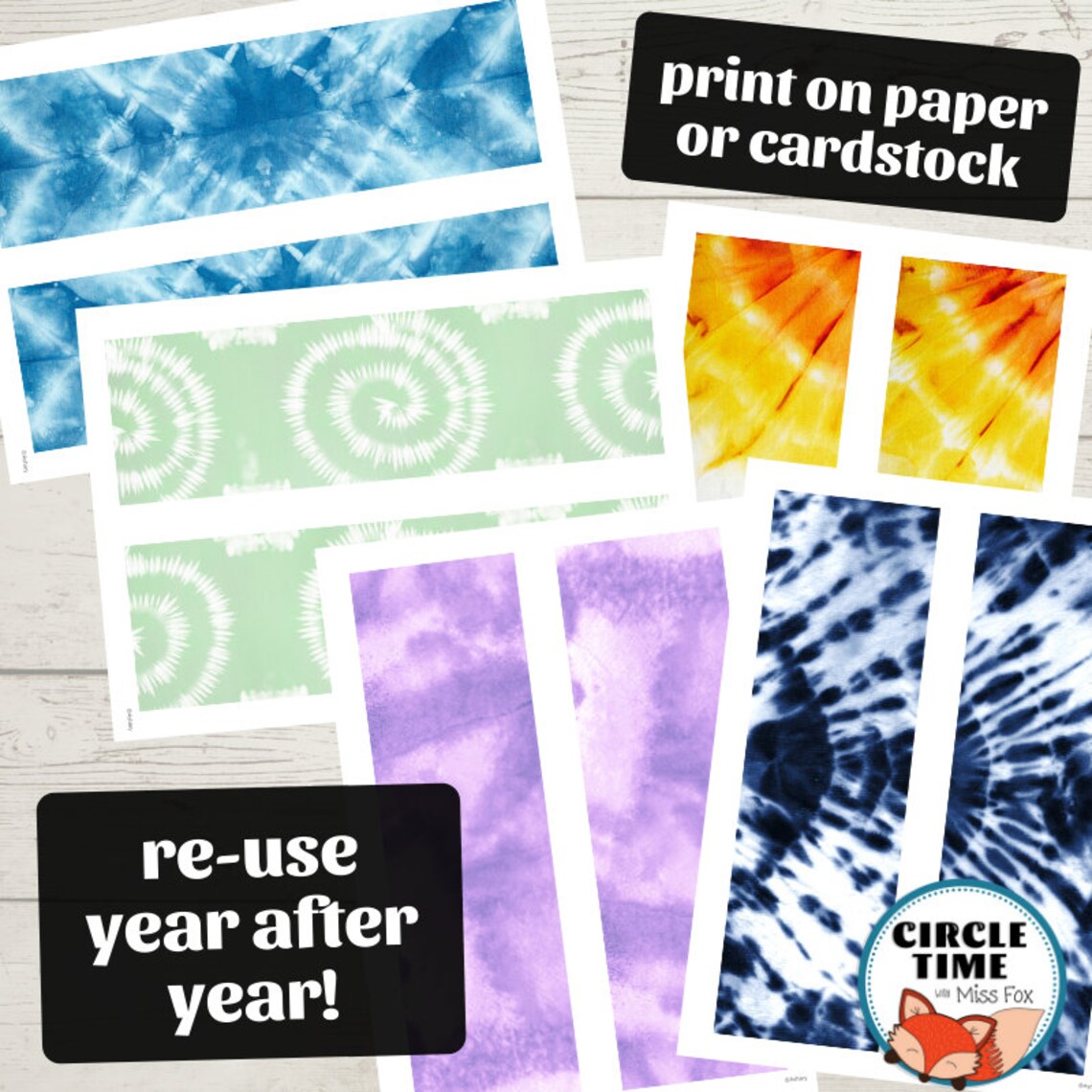 Printable Tie Dye Borders Tie Dye Classroom Theme Classroom Etsy