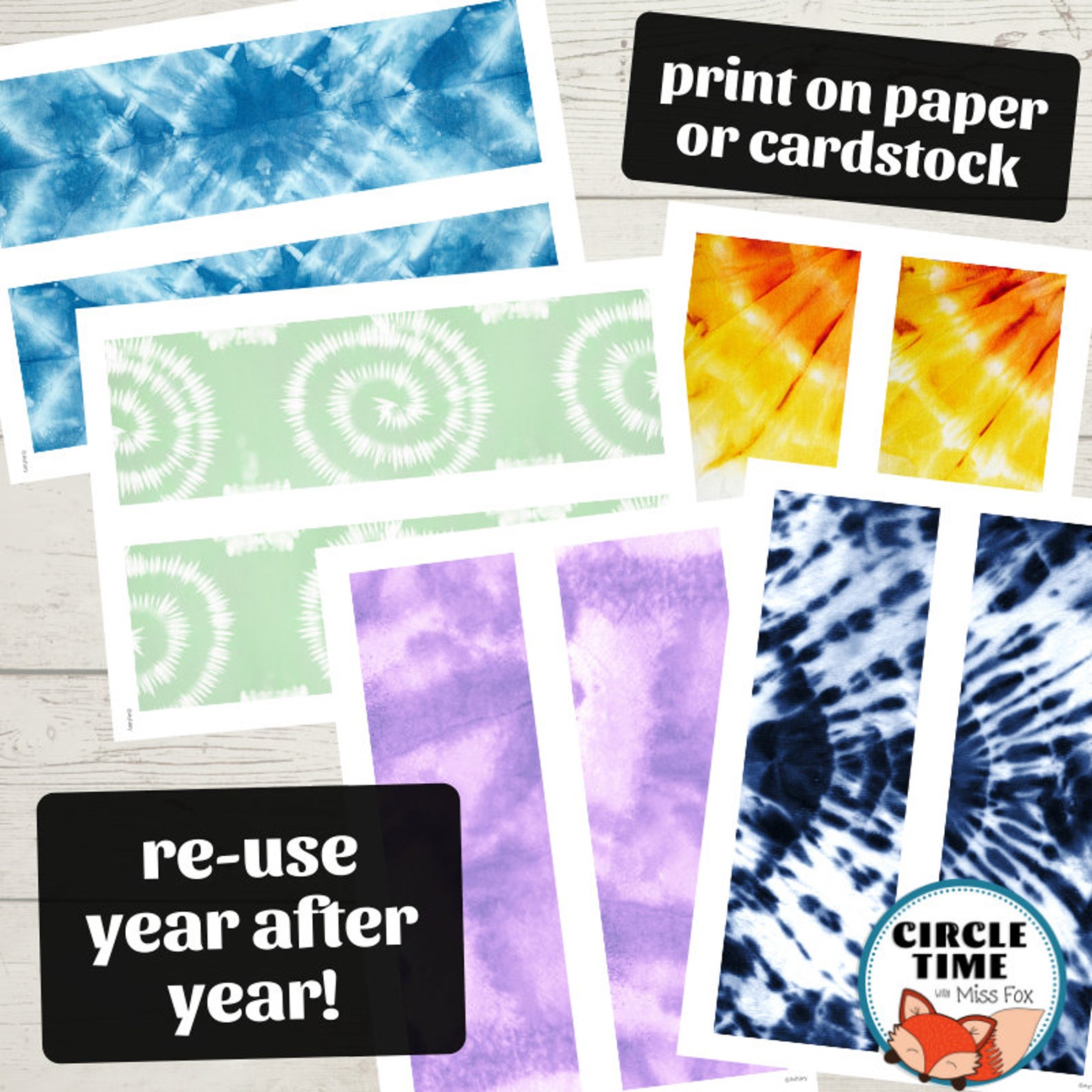 Printable Tie Dye Borders Tie Dye Classroom Theme Classroom Etsy