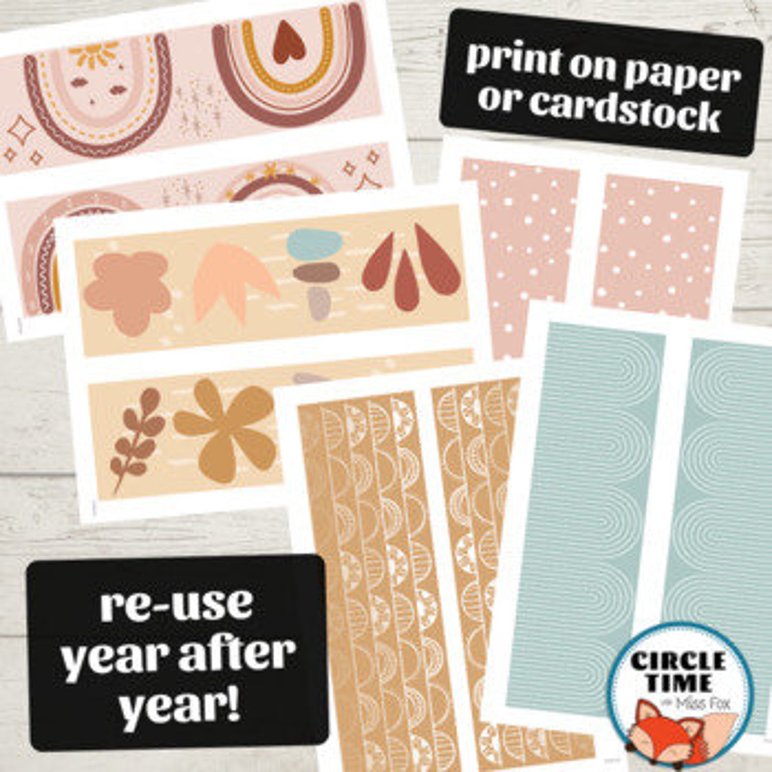 Printable Bulletin Board Borders Boho Classroom Decor Etsy