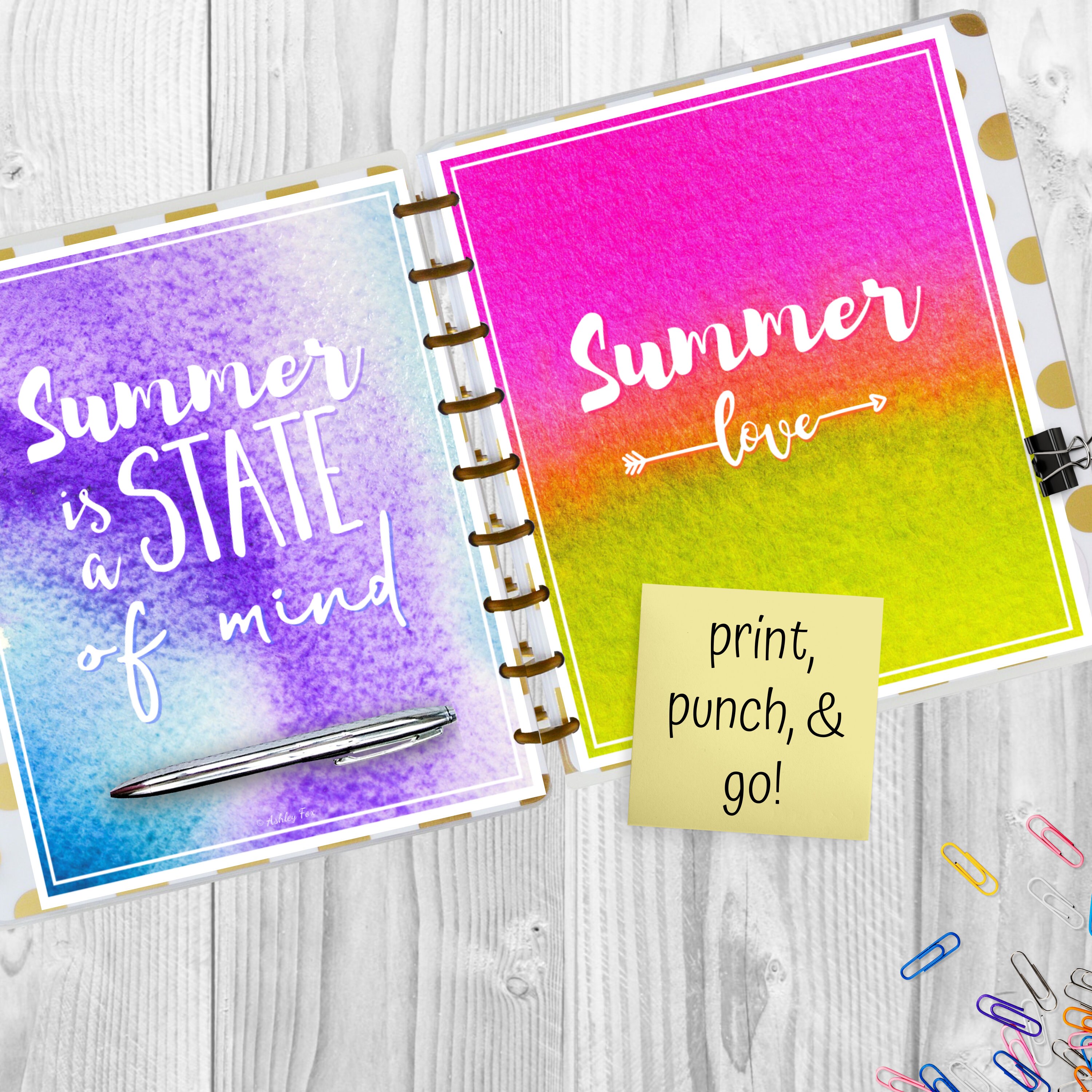 Paper Calendars &amp; Planners Watercolor Prints Planner Printables Summer ...