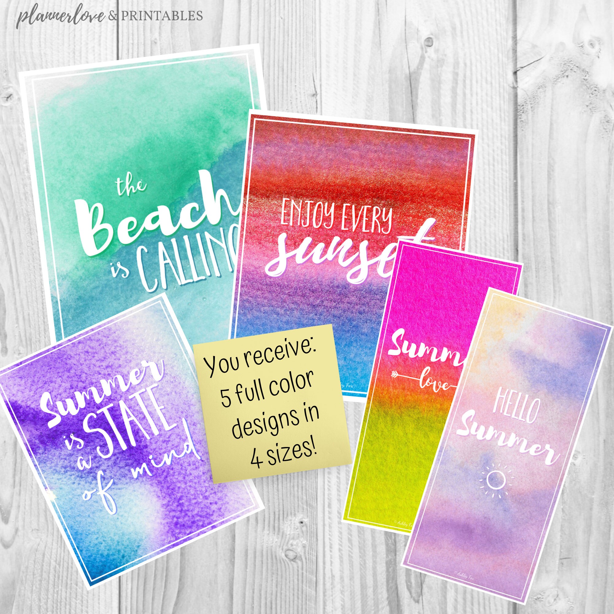 Paper Calendars &amp; Planners Watercolor Prints Planner Printables Summer ...