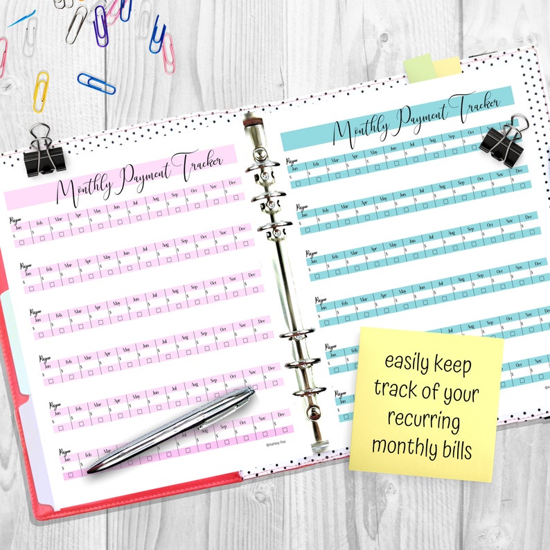 Printable Finance Trackers Personal Finance Planner Pages, Bill Organizer Printable, Monthly Payment Tracker Home Finance Planner PDF Print image 2