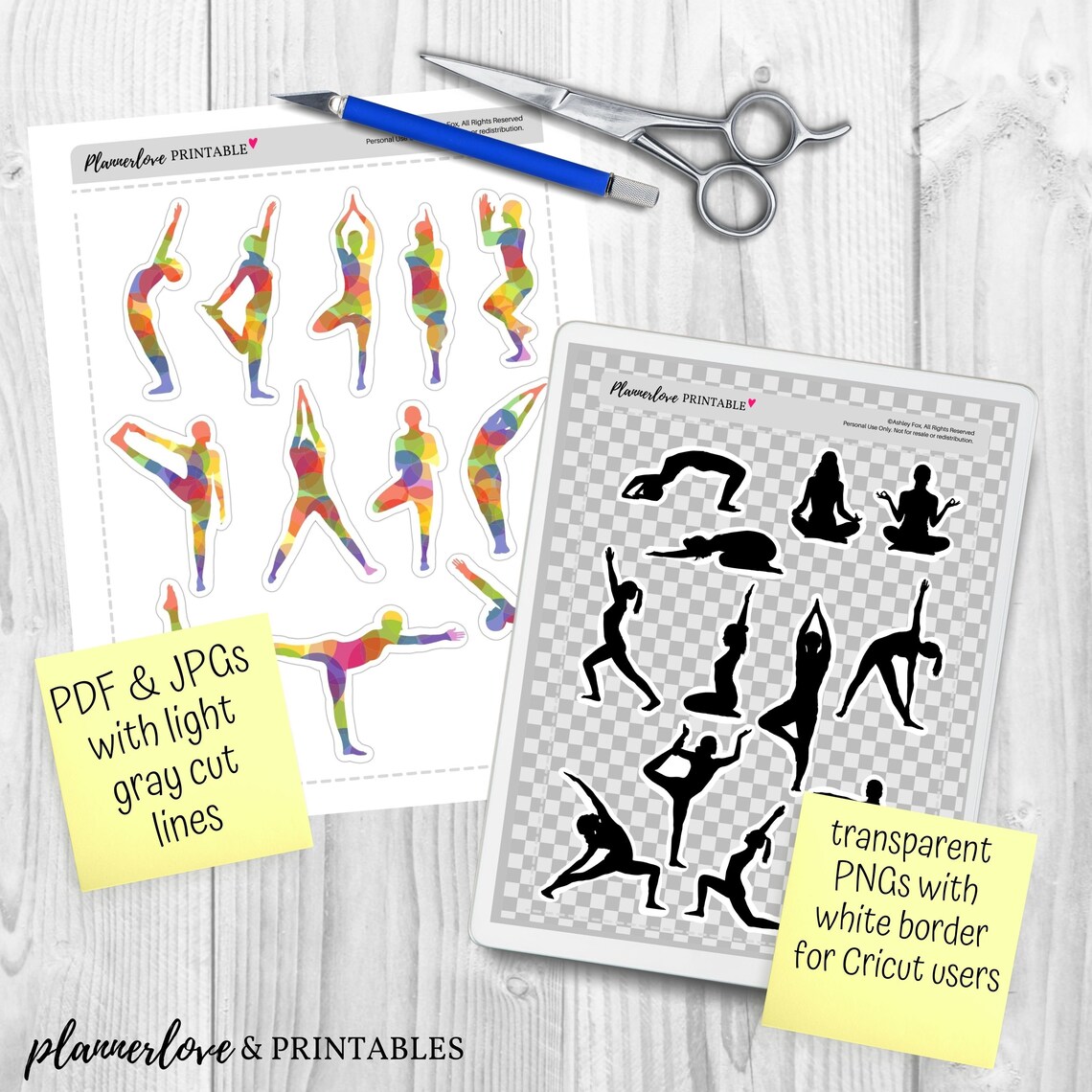 printable yoga stickers printable yoga stickers printable etsy
