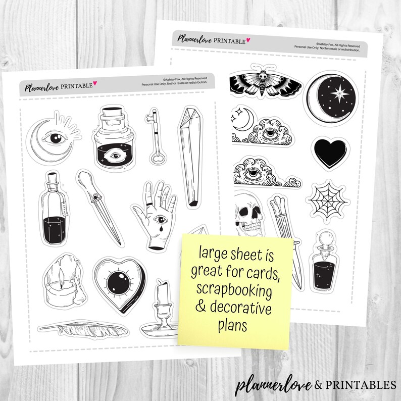 Printable Goth Stickers Bullet Journal Stickers Printable - Etsy
