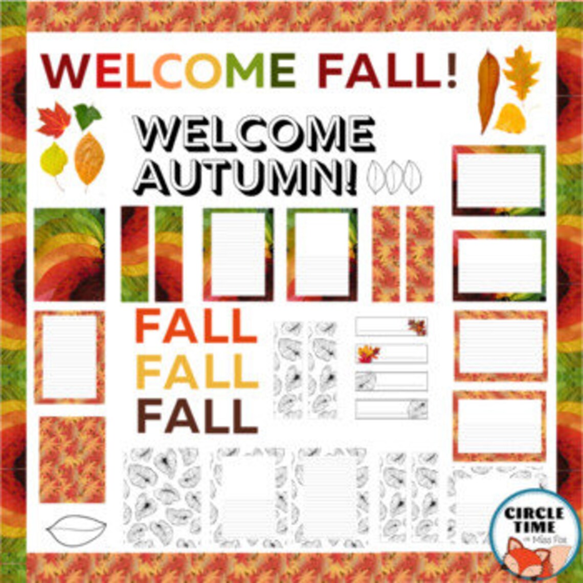Fall Bulletin Board Display Fall Borders Autumn Theme Etsy