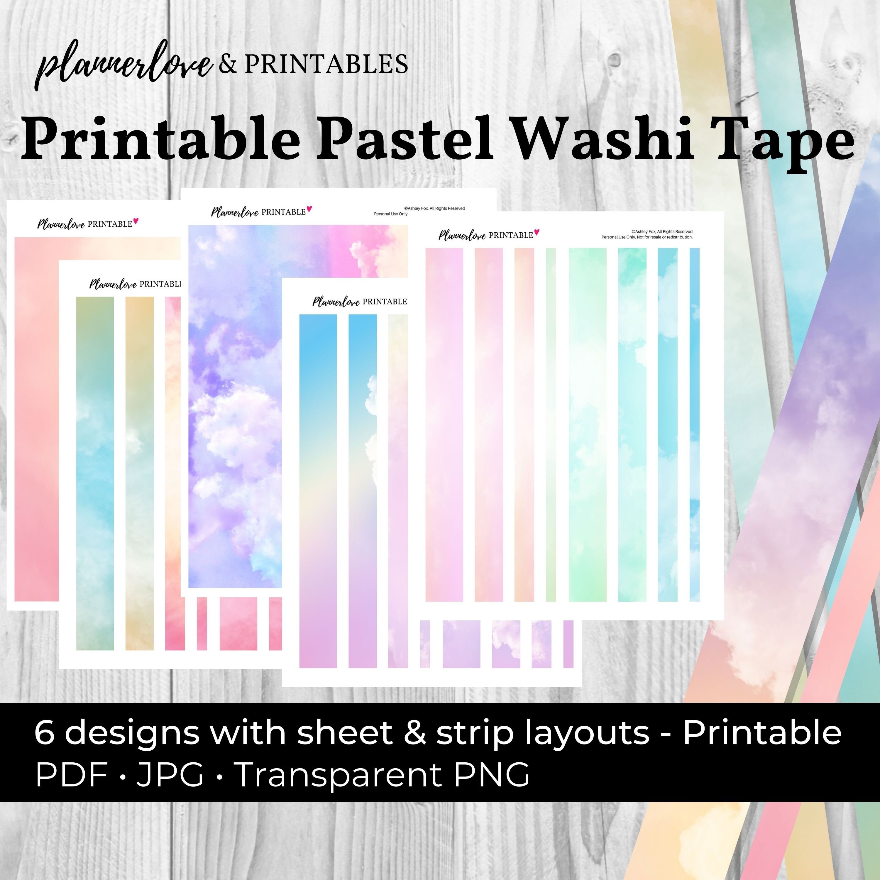 Printable Pastel Washi Tape Pastel Tape Pastel Washi Printable Washi Paper  Pastel Printable Washi Sticker Paper Pastel Printable Washi Sheet 