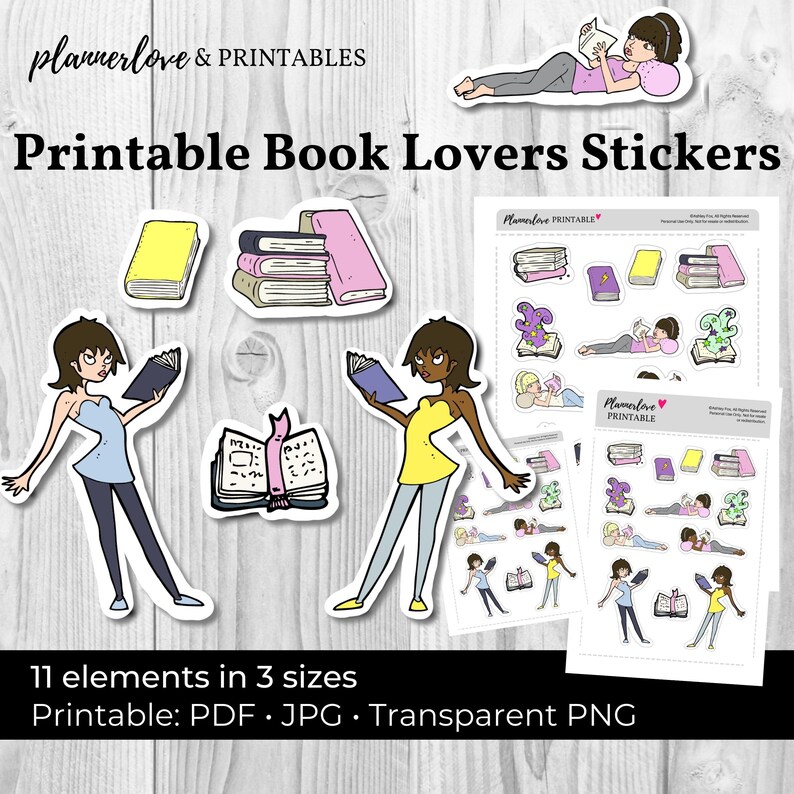 Printable Reading Stickers Hand Drawn Stickers Printable Etsy