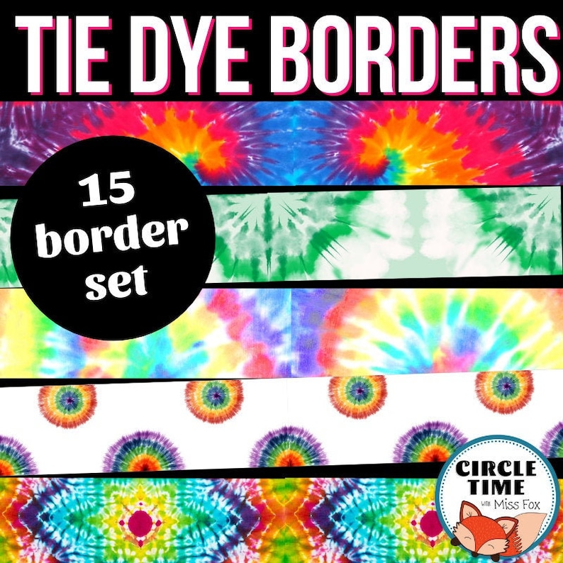 Printable Tie Dye Borders Tie Dye Classroom Theme Classroom Etsy
