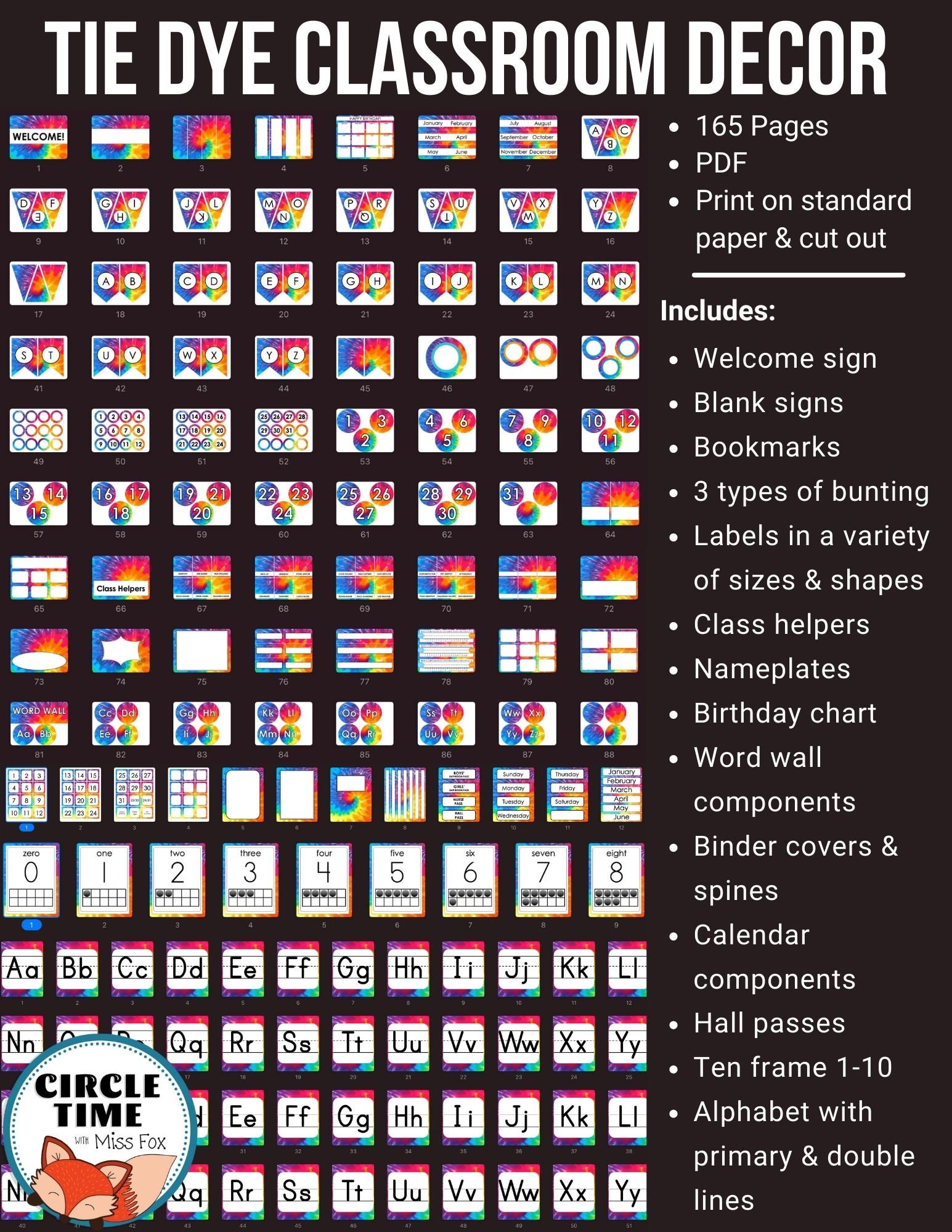 Printable Tie Dye Classroom Decor Set Tie Dye Classroom Etsy