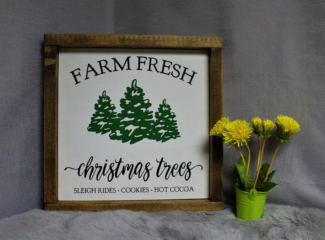 Farm Fresh Christmas Trees Sign: Hand-painted Framed Plywood - Etsy