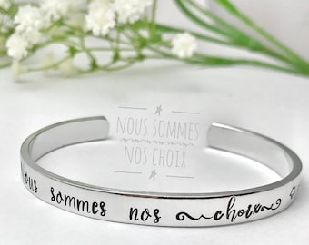 Personalized Cuff Bangle, Custom Metal Bangle, Stamped Message Cuff Bangle