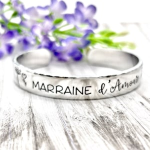 Custom Cuff, Personalised Cuff Bangle, Custom Metal Bangle, Hand Stamped Message Cuff, Godmother Cuff Bracelet