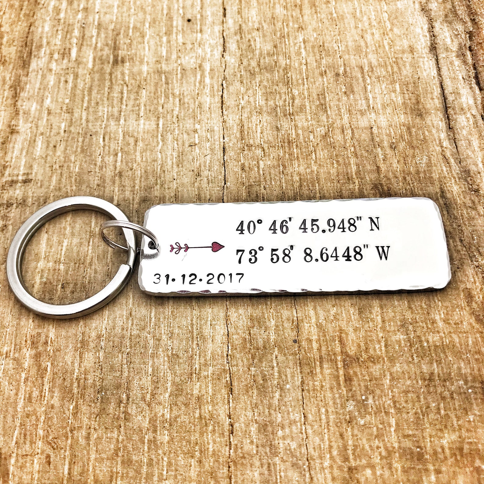 Coordinates Keyring Keychain GPS Keyring Keychain Longitude Etsy