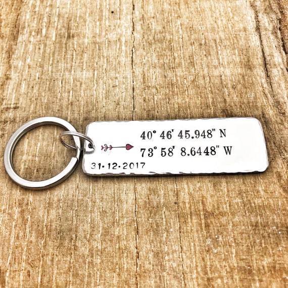 Coordinates Keyring Keychain GPS Keyring Keychain Longitude