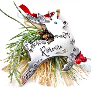 Personalisierte Weihnachtskugel, personalisiertes Weihnachts-Rentier, erstes Weihnachtsandenken